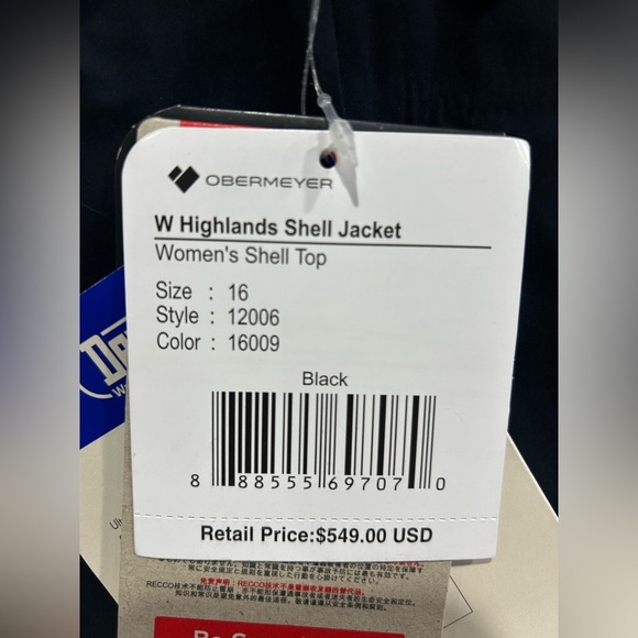 Obermeyer Women's Size 16 Highlands Shell Ski Jacket Black Snowboard Two-Way NWT - Picture 6 of 9